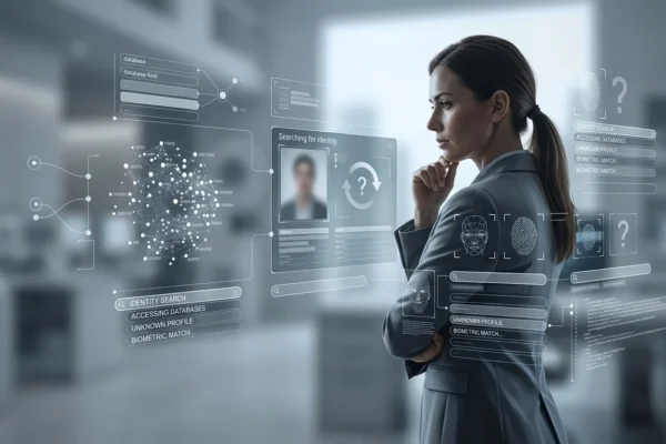 Maura Mendoza Garcia: Powerful Facts Revealed concept image showing identity search and a professional figure in a modern setting