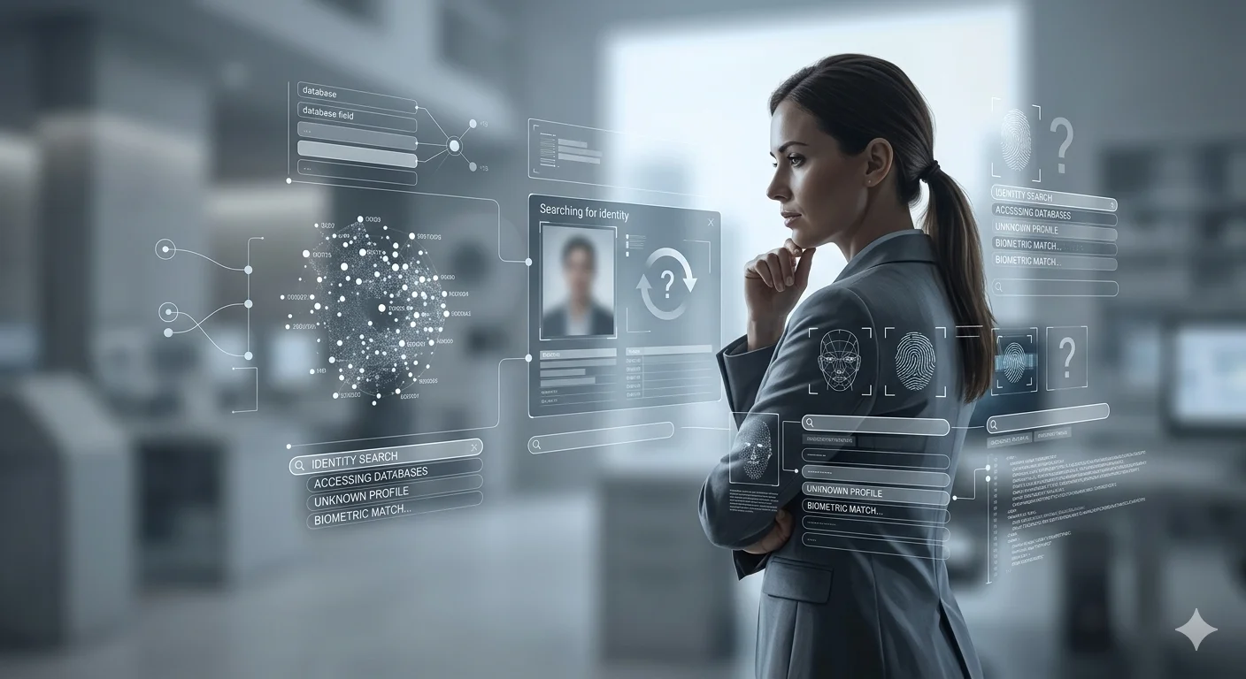 Maura Mendoza Garcia: Powerful Facts Revealed concept image showing identity search and a professional figure in a modern setting