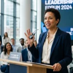 Charla Echohawk: Inspiring Leadership Insights showing a confident leader engaging with people in a professional setting