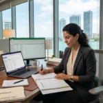 Cristy Garcia Paralegal Miami: Powerful Facts Revealed showing a professional paralegal reviewing legal documents in a modern office