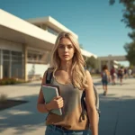 Student walking outdoors near campus setting representing Elaina Pan Monta Vista High School search curiosity context.