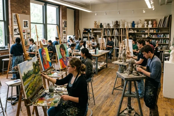 Naira Kuzmich MFA presenting creative artwork in a modern studio setting with focus on artistic expression and design