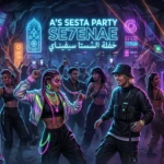 People enjoying a neon-lit event inspired by as sesta party se7enae and modern internet party culture.