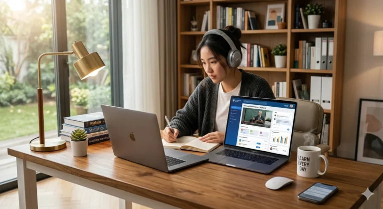 Student learning online through danyalpedia.com using a laptop in a modern and productive study setup.