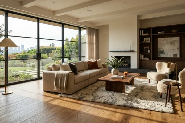 Modern luxury living room featuring stylish wooden flooring inspired by epicfloors.us home design trends.