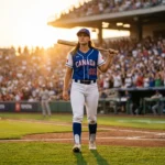 Marika Lyszczyk standing on a baseball field inspiring women athletes by breaking barriers in professional baseball.