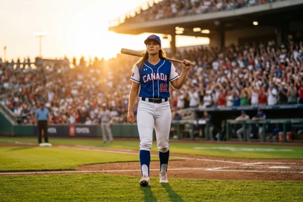 Marika Lyszczyk standing on a baseball field inspiring women athletes by breaking barriers in professional baseball.