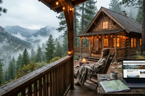 mtlemmonhotel.com travel review showing cozy mountain cabin stay in Mt. Lemmon surrounded by peaceful forest scenery