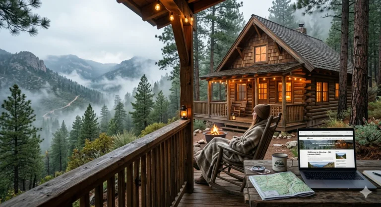 mtlemmonhotel.com travel review showing cozy mountain cabin stay in Mt. Lemmon surrounded by peaceful forest scenery