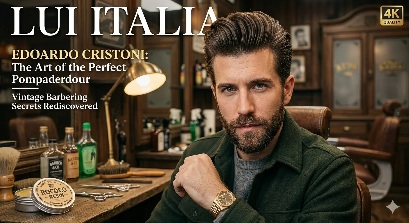 Edoardo Cristoni reviewing classic retro hair techniques and styling methods inspired by timeless grooming trends